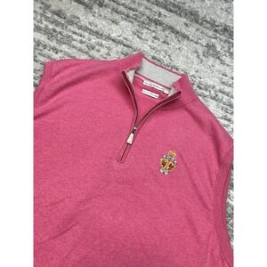 Peter Millar Cotton Cashmere 1/4 Zip Sweater Vest L Royal Lytham & St Annes Golf